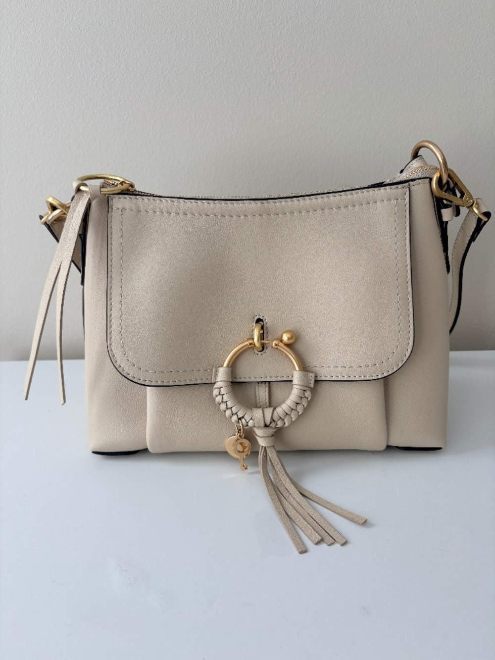See by Chloé Joan Small Leather Crossbody Hobo Bag in Off-White / Cream